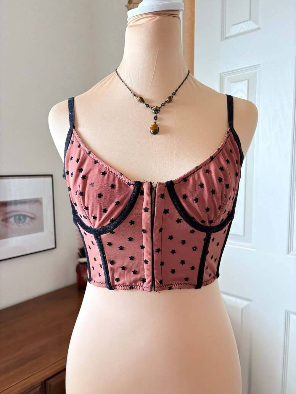 Out From Under Corset Top Black Flower Mesh Bralette